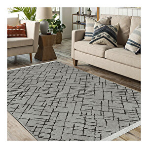 Crea Rain Çizgili Gri Kilim 67325 100x300 cm