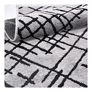 Crea Rain Çizgili Gri Kilim 67325 100x300 cm