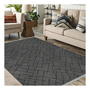 Crea Rain Çizgili Antrasit Kilim 67326 200x290 cm