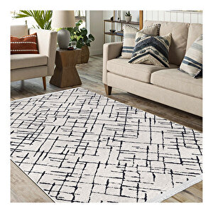Crea Rain Çizgili Beyaz Kilim 67328