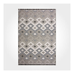 Crea Nepal Geometrik Desen Gri Bukle Halı  69962