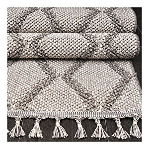 Crea Nepal Geometrik Desen Gri Bukle Halı  69963