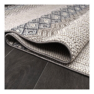 Crea Nepal Geometrik Desen Gri Beyaz Bukle Halı  69965 120x180 cm