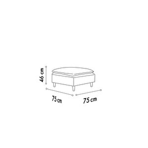 Lungo Puf 75x75-koyu Gri Keten
