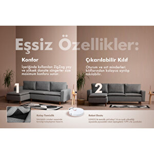 Lungo Modüler Mini Köşe Koltuk Takımı- Keten Gri