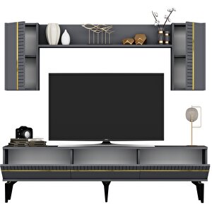Defne Tv Ünitesi 180 cm Antrasit-Altın