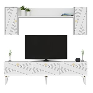 Touch Tv Ünitesi 180 cm Lazer Desenli Beyaz