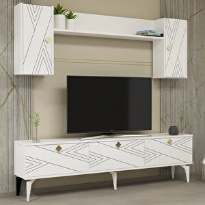 Touch Tv Ünitesi 180 cm Lazer Desenli Beyaz