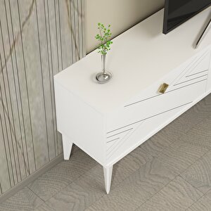 Touch Tv Ünitesi 180 cm Lazer Desenli Beyaz