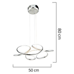 Aldo Krom Sarkıt 140 Watt Sarkıt 3 Renkli Ledli Modern Mutfak Banyo Led Salon Sarkıt Avize