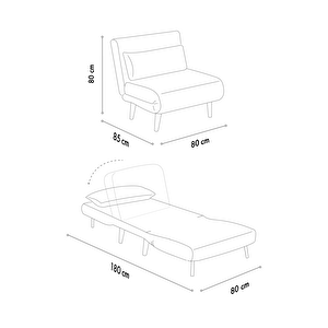 Folde 80 Tekli Yataklı Katlanır Koltuk Keten Koyu Gri