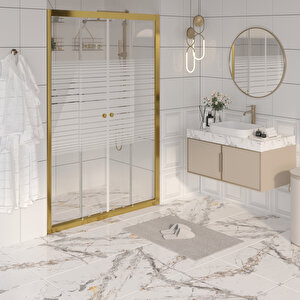 Duşakabin Ön Cephe Altın Çizgili - Ölçü : 177 Cm 177 cm