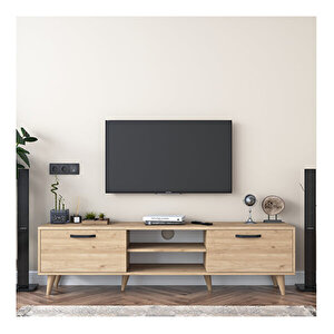 Rani A5 Tv Ünitesi Modern Ayaklı Tv Sehpası 180 Cm Sepet Ceviz