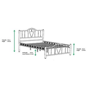 Argimo Zambak Tek Kişilik Ferforje Metal Karyola Siyah 90x190