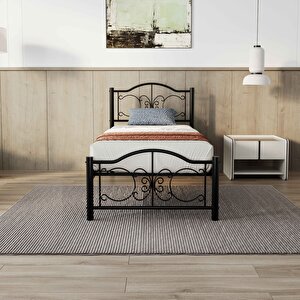 Pero Tek Kişilik Ferforje Metal Siyah Karyola 100x200