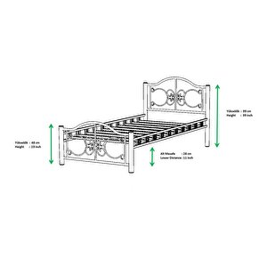 Argimo Pero Tek Kişilik Ferforje Metal Siyah Karyola 100x200