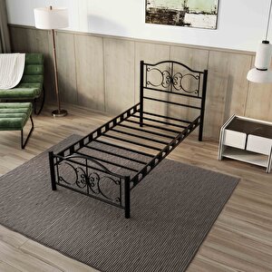 Pero Tek Kişilik Ferforje Metal Siyah Karyola 90x200