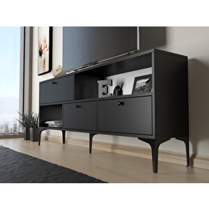Wood'n Love Katre 150 Cm Metal Ayaklı Tv Ünitesi - Siyah / Siyah
