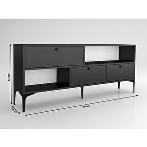 Wood'n Love Katre 150 Cm Metal Ayaklı Tv Ünitesi - Siyah / Siyah