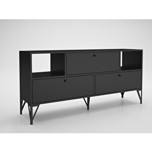 Wood'n Love Mia 160 Cm Metal Ayaklı Tv Ünitesi - Konsol - Siyah / Siyah