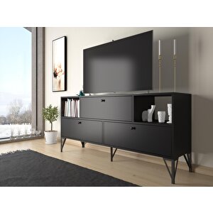 Wood'n Love Mia 160 Cm Metal Ayaklı Tv Ünitesi - Konsol - Siyah / Siyah