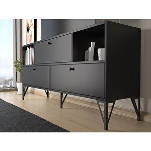 Wood'n Love Mia 160 Cm Metal Ayaklı Tv Ünitesi - Konsol - Siyah / Siyah