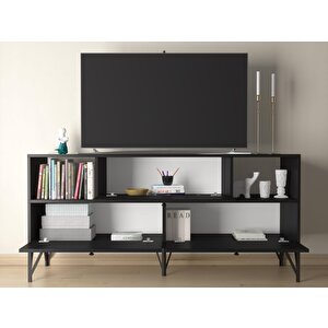 Wood'n Love Mia 160 Cm Metal Ayaklı Tv Ünitesi - Konsol - Siyah / Siyah