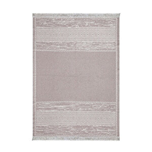 Duo Beyaz Bej Çift Taraflı Yıkanabilir Dokuma Kilim 23003a 60x100 cm