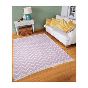 Duo Beyaz Pembe Çift Taraflı Yıkanabilir Dokuma Kilim 23002a