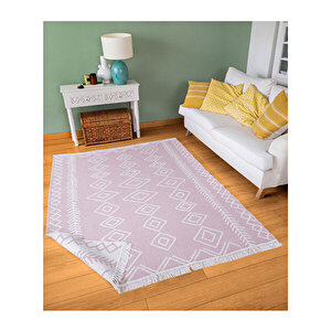 Duo Beyaz Pembe Çift Taraflı Yıkanabilir Dokuma Kilim 23000a