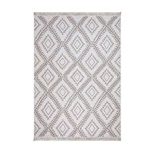 Duo Beyaz Bej Çift Taraflı Yıkanabilir Dokuma Kilim 22997a 60x100 cm