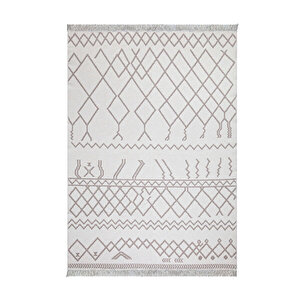 Duo Beyaz Bej Çift Taraflı Yıkanabilir Dokuma Kilim 23001a 120x180 cm
