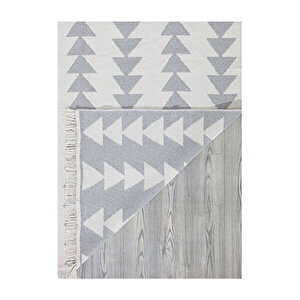 Duo Beyaz Gri Çift Taraflı Yıkanabilir Dokuma Kilim 22994a