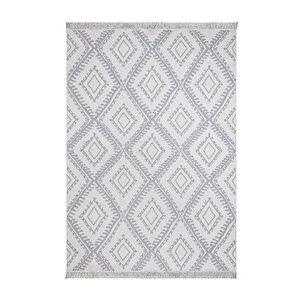 Duo Beyaz Gri Çift Taraflı Yıkanabilir Dokuma Kilim 22997a 160x230 cm