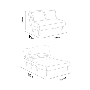 Pafu Folde 120 İkili Yataklı Katlanır Koltuk Keten Gri