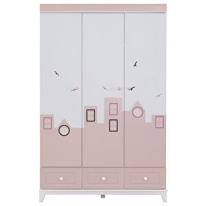Gardırop, City Montessori Çocuk Odası, City 3 Kapaklı Dolap - Pembe