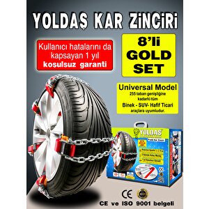 Yoldaş Kar Zincirleri 8'li GOLD set Takmatik Tip Kar Zinciri