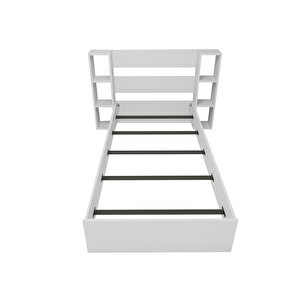 Arnetti Smart 90x190 Ölçülerinde Yatak Uyumlu Raflı Tek Kişilik Karyola, Beyaz - Smart