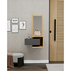 Stella Çekmeceli Duvara Monte Aynalı Dresuar Safirmeşe Antrasit - Stella