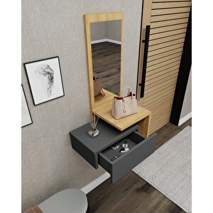 Stella Çekmeceli Duvara Monte Aynalı Dresuar Safirmeşe Antrasit - Stella