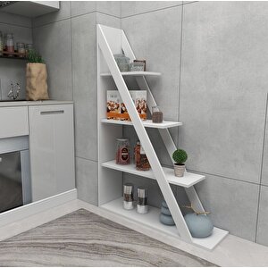 Arnetti Arven 4 Raflı Kitaplık – Modern Tasarım, Beyaz Renkli Raf Ünitesi
