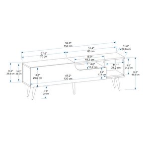 Arnetti Alba Tv Sehpası – Modern Kapaklı Tv Ünitesi 150 Cm (ATLANTİK ÇAM & ANTRASİT)