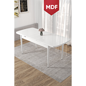 Kor Serisi 70x114 MDF Açılabilir Mutfak Masası, Yemek Masası Beyaz