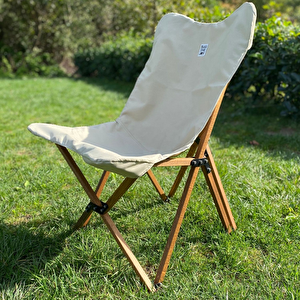 Ahşap Katlanır Masa Sandalye Seti Kahverengi Iskelet Bej Kılıf, 50x50x50 Masa