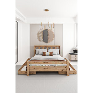 Arya Çi̇ft Ki̇şi̇li̇k 160x200 Yatak Uyumlu  Çekmeceli̇ Karyola Ceviz