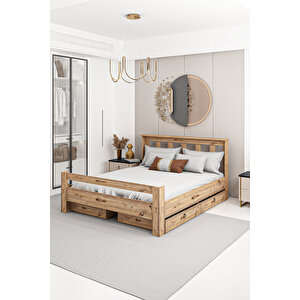 Arya Çi̇ft Ki̇şi̇li̇k 160x200 Yatak Uyumlu  Çekmeceli̇ Karyola Ceviz