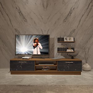 Eko 4b Mdf Dvd Tv Ünitesi Tv Sehpası Ceviz Siyah Mermer