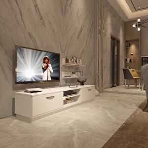 Eko 4b Mdf Dvd Tv Ünitesi Tv Sehpası Parlak Beyaz