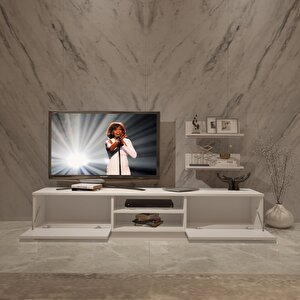 Eko 4b Mdf Dvd Tv Ünitesi Tv Sehpası Parlak Beyaz