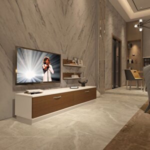 Eko 4b Slm Std Tv Ünitesi Tv Sehpası Beyaz - Ceviz